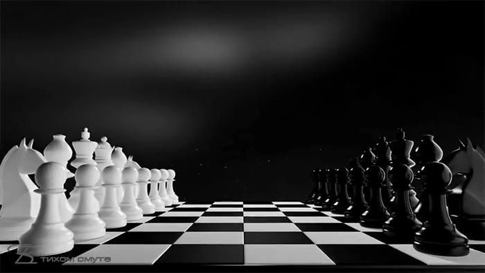 Symmetrical black and white chess pieces
