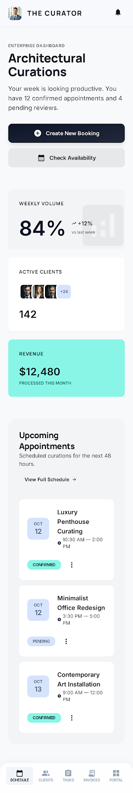 Preview of Curator Booking Suite demo